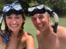 Daughter and father enjoy snorkeling in South Florida. 