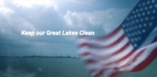 An American flag is shown and the words "Keep Our Great Lakes Clean" on on the left side.