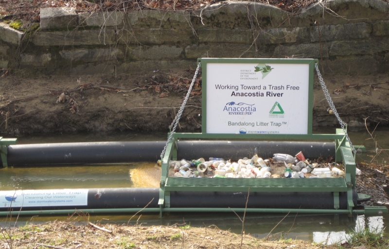 Example of a floating trash boom. 