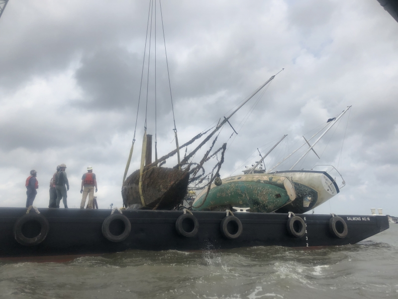 Abandoned and derelict vessels removed from the Charleston Harbor, South Carolina.