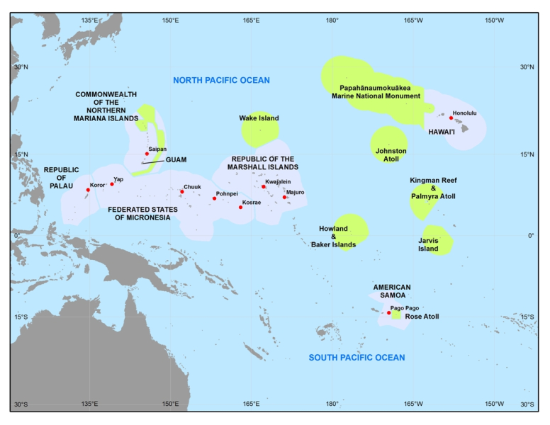 Map of the Pacific Islands Region. 