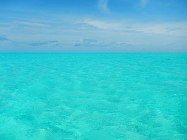 The clear blue waters of the lagoon at Kure Atoll.