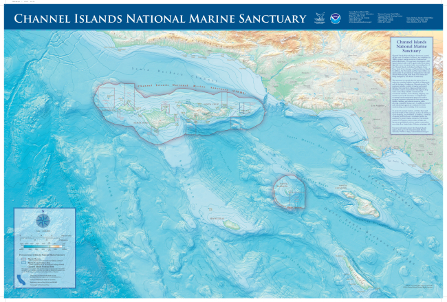 A map showing the Channel Islands National Marine Sanctuary location off the coast of California.
