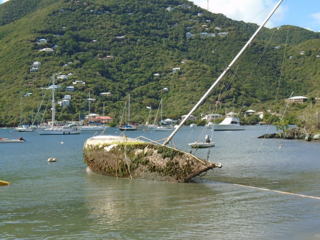 A derelict vessel in Coral Harbor, St. John.