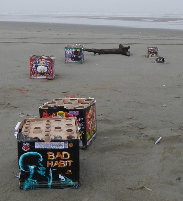 Firework debris left on the beaches after a Fourth of July Celebration.