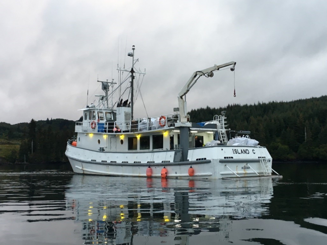 A research vessel on the water. 