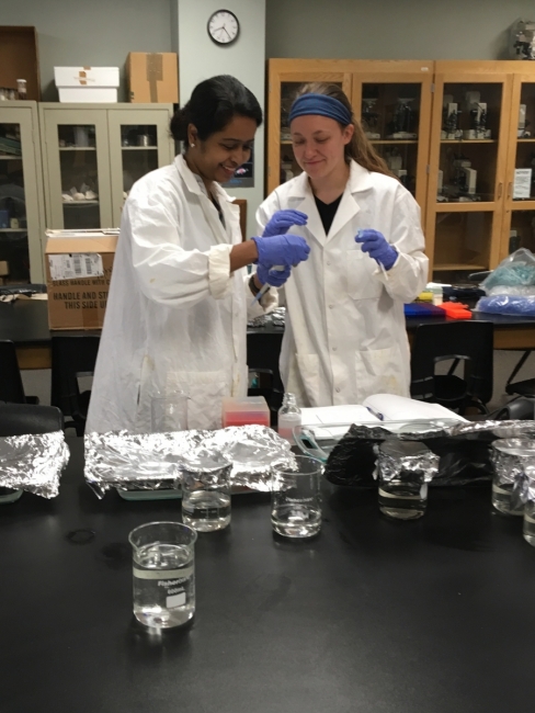 Researchers preparing for experiment. 
