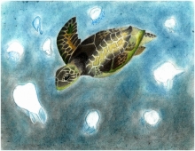 Artwork by Sophie W. (Grade 8, Michigan), winner of the Annual NOAA Marine Debris Program Art Contest