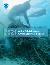 Cover of the 2021 NOAA Marine Debris Program Accomplishments Report.