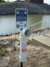 A recycling bin for monofilament line. (Photo Credit: BoatUS Foundation)