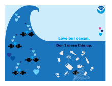 Graphic saying "Love our ocean, don't mess this up."