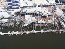 A destroyed waterfront hotel and casino in Biloxi, Mississippi after Hurricane Katrina, 2005.