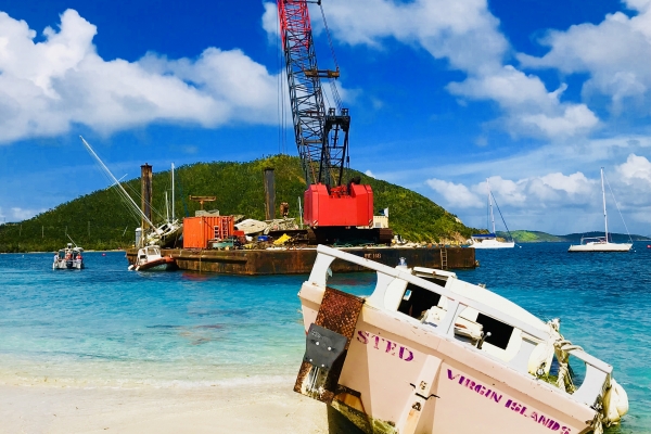 A vessel on its side located on St. Thomas, U.S. Virgin Islands.